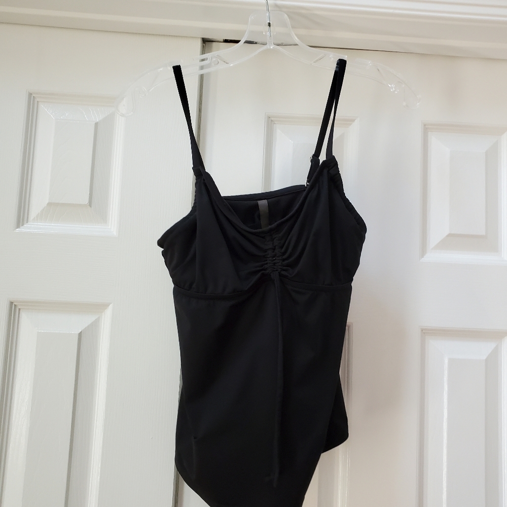 Lands End Solid Black Tankini Swim Top 6